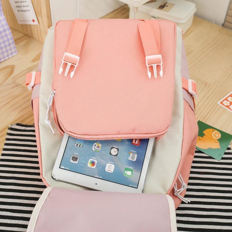4-in-1 Stylish School & Travel Backpack Set – Teal & Orange | Cash on Delivery