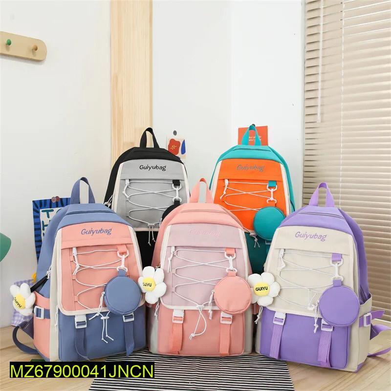 4-in-1 Stylish School & Travel Backpack Set – Teal & Orange | Cash on Delivery