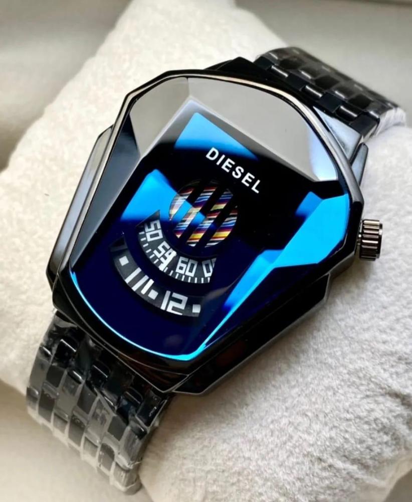 Diesel Futuristic Blue Dial Men’s Analog Watch – Luxury Stainless Steel Edition