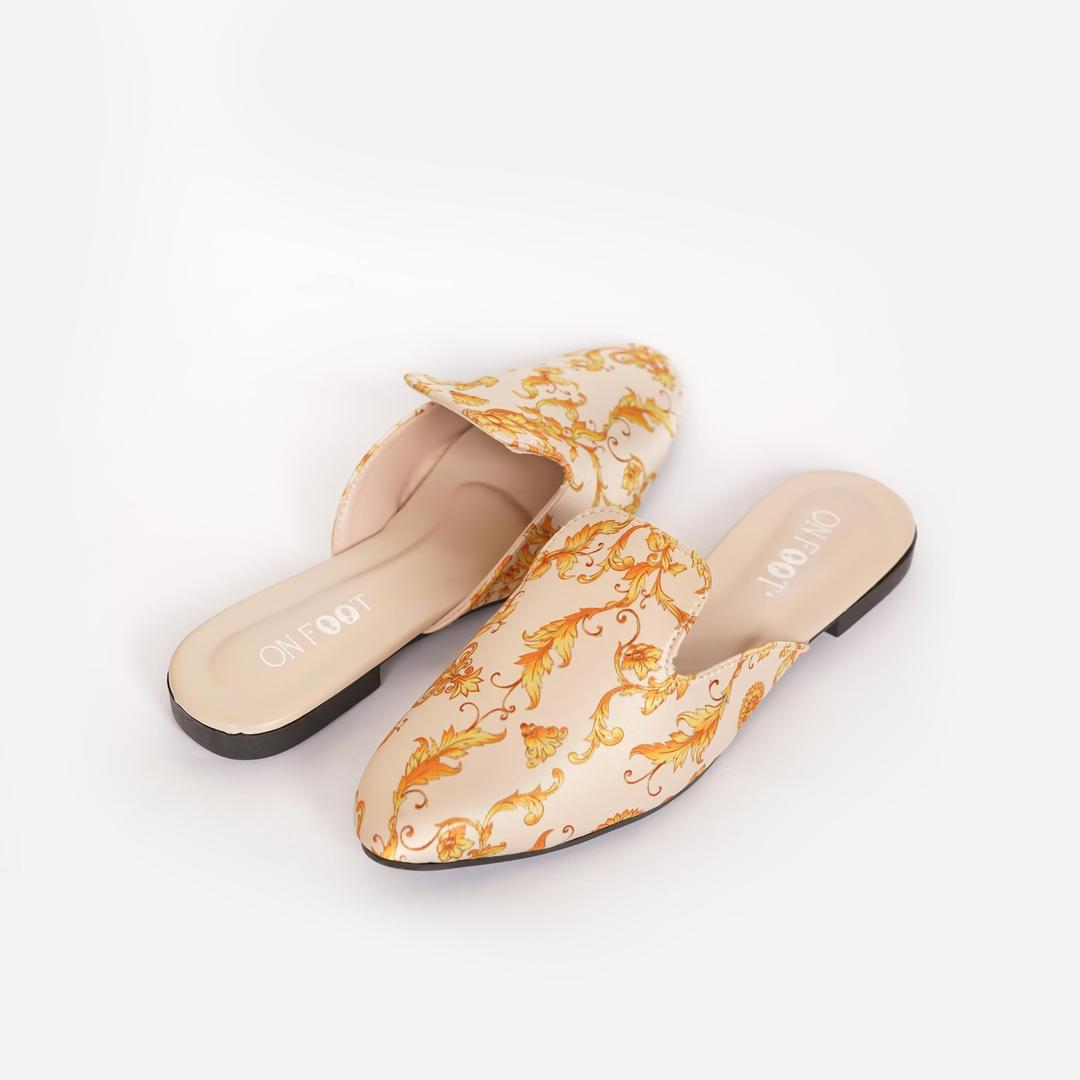 Luxe Fabric Embroidered Fancy Mules for Women