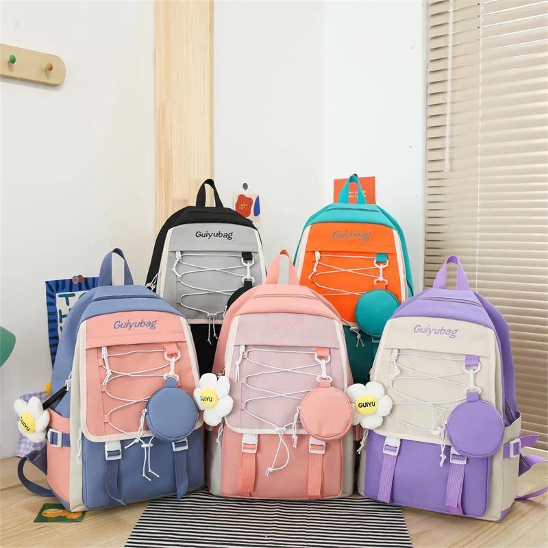 4-in-1 Stylish School & Travel Backpack Set – Teal & Orange | Cash on Delivery