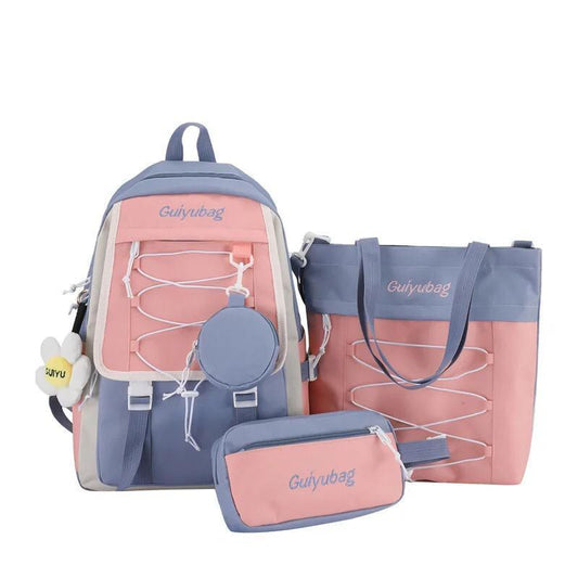 4-in-1 Stylish School & Travel Backpack Set – Teal & Orange | Cash on Delivery